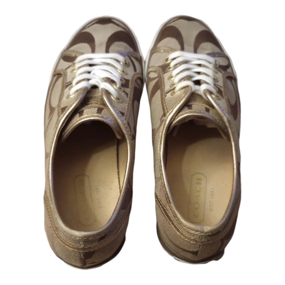 Coach Daliah Signature C Sneakers Women’s Size 7 Tan Gold Monogram - Picture 6 of 11